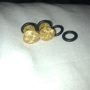 Size 0 Sparkly Yellow Plugs